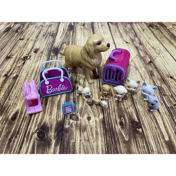 Barbie Dog Newborn Pups And Mom Pet Bundle Dogs And Cats With Carriers! - Picture 1 of 13